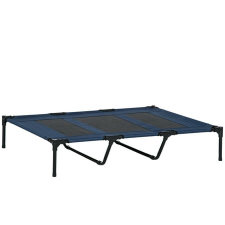 PawHut Elevated Dog Bed Portable Pet Cot Raised Bed w/ Carry Bag Metal Frame Breathable Mesh Indoor/Outdoor Dark Blue