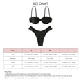 thumbnail image 5 of Women Bathing Suit Two Piece Spaghetti Strap High Cut Pure Color Pleated Wireless Padded Bikini Swimsuit Black S, 5 of 5