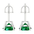 thumbnail image 4 of 3 ct Screw-Back Stud Earrings for Women | 7.5mm Round Cut Simulated Emerald | 18K White Gold, 4 of 5