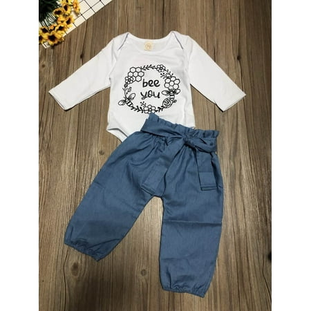

Neugeborene Baby Mädchen Herbst Kleidung Tops Strampler Floral Hosen Outfits Set