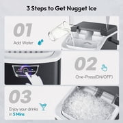 EUHOMY Countertop Nugget Ice Maker, 33Lbs/24H, Ready in 5 Mins, Self-Cleaning Portable Ice Machine, Black