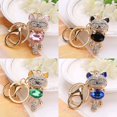 thumbnail image 2 of Lovely Cat Rhinestone Key Chains Keyring Girls Bag pendant Keyring Cat Pendant Crystal Jewelry Key Ring Gifts, 2 of 8
