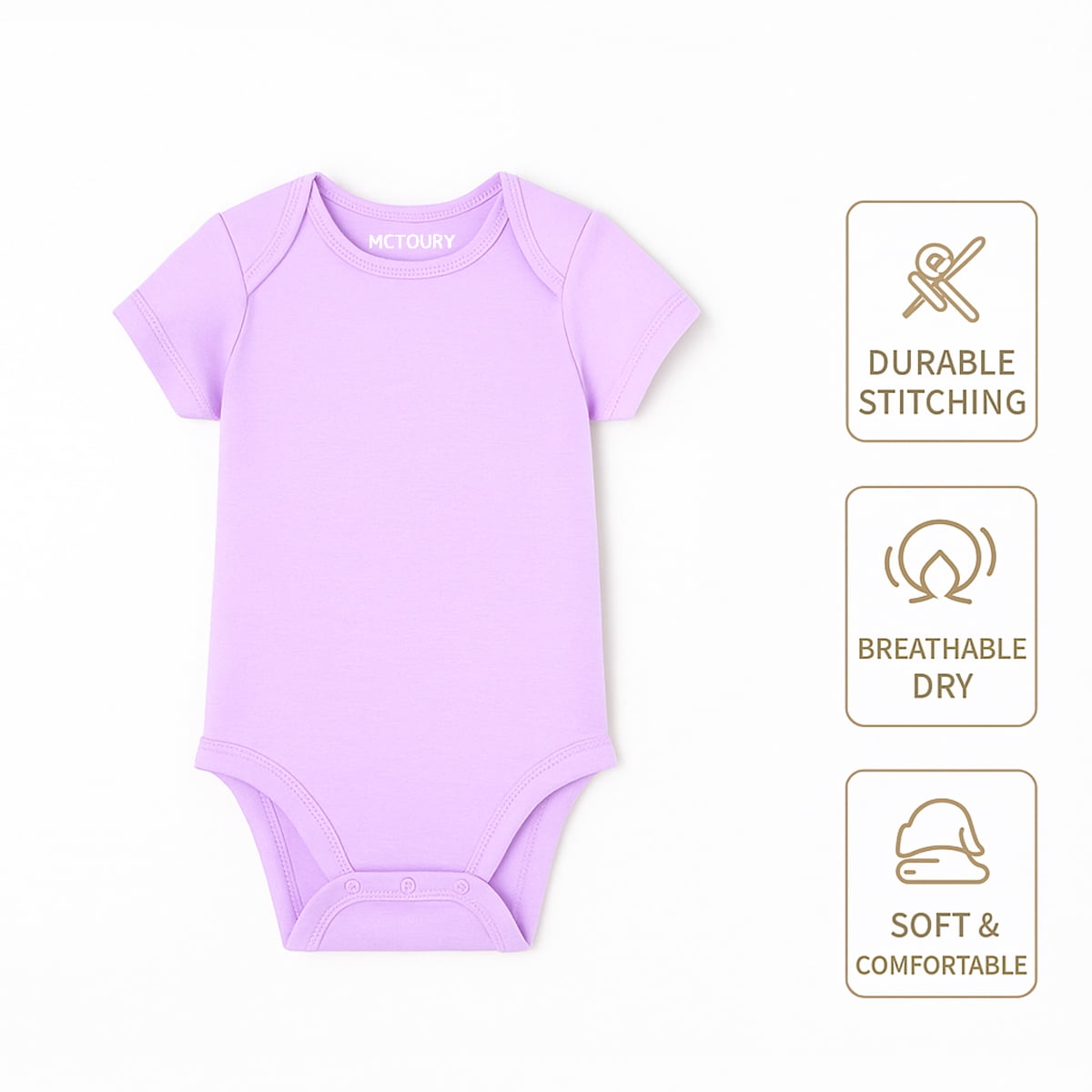 MCTOURY Baby Bodysuit for Infants – Short Sleeve Envelope Neck Onesie with Snap Closures, Soft Breathable Cotton, Unisex Newborn Clothes for Girls & Boys