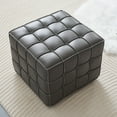 thumbnail image 2 of 17.32''W Genuine Leather Tufted Ottoman,Footstool for Living Room & Bedroom,Grey Color, 2 of 9