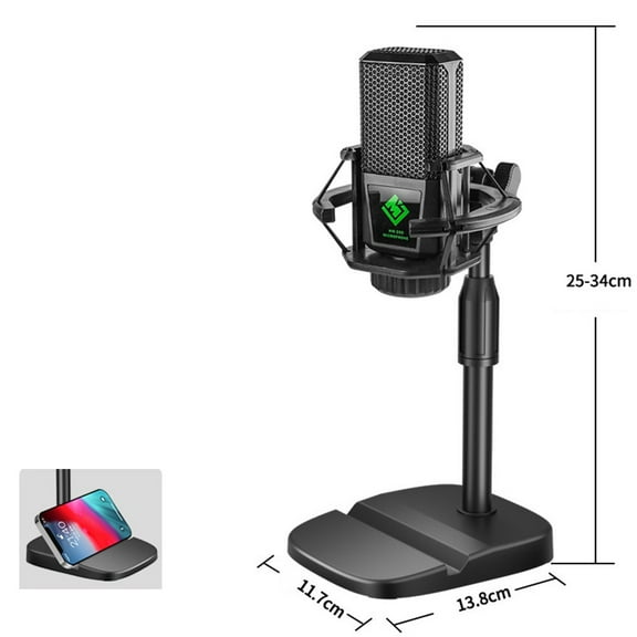 Adjustable Desktop Microphone Stand Holder Mic Clip Phone Bracket with Base