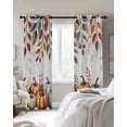 thumbnail image 4 of Fall Kitchen Curtains Thanksgiving Pumpkins Weeping Maple Leaf Cafe Short Curtains for Bathroom Blackout Window Curtain Grommet Small Window Treatment Tier Drapes for Bedroom Living Room 27.5"x39"x2, 4 of 9
