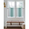 thumbnail image 2 of Teal Grey Ombre 2 Panel Kitchen Curtains for Small Windows, Farmhouse Gradient Minimalist Bathroom Tier Curtain, Short Window Treatment for Bedroom/Living Room 55"x36", 2 of 6