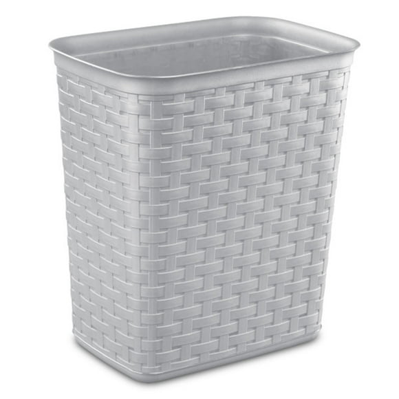 Sterilite Poubelle Tressée de 3,4 Gallons, Petite Poubelle Décorative pour Salle de Bain, Chambre, Dortoir Ou Bureau, Gris, Lot de 6
