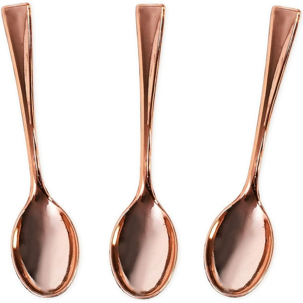 150 Pack Rose Gold Dessert Spoons, Disposable Plastic Tasting Spoons ...