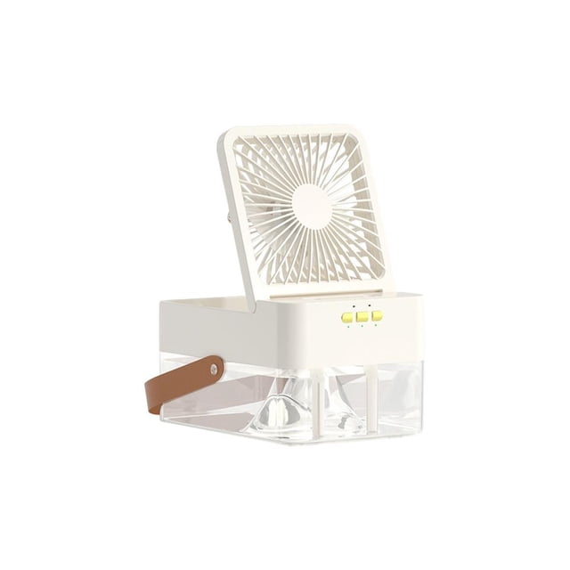 Feltree Ventilateur de Bureau Humidifiant à Double Pulvérisation, Ventilateur Rechargeable avec Télécommande, Ventilateur Pliant d'Été, Ventilateur Rechargeable avec Télécommande 1200 Ah