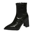 thumbnail image 3 of Bmawag Women's Trendy Boots Pointy Toe Chunky Heel Mid Calf Ankle Boots Women Casual Comfort Fashion Autumn Winter Booties Short Boots Black 42, 3 of 10