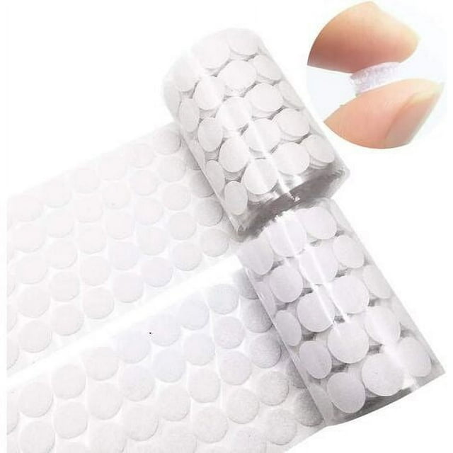 Adhesive Hook and Loop, Velcro 10mm Self-Adhesive Hooks and Loops Round Adhesive Dot Sticky Dot Back Coins, Self-Adhesive Back Dots Dots Corners (White)