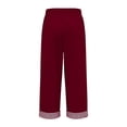thumbnail image 7 of JJHGVB Cotton Linen Capri Pants crop pants for women womens capris for summer Striped linen capris for women Summer Long Shorts mid-calf length Slacks women's capris Capris for Women A674-Wine S, 7 of 7
