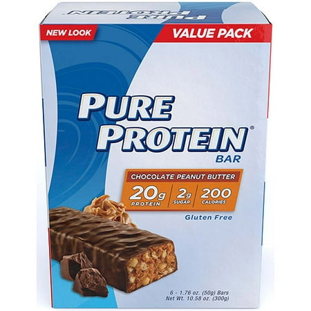 Pure Protein Bar, Chocolate Peanut Butter, 20g Protein, 6 (Best Tasting Healthy Protein Bars)