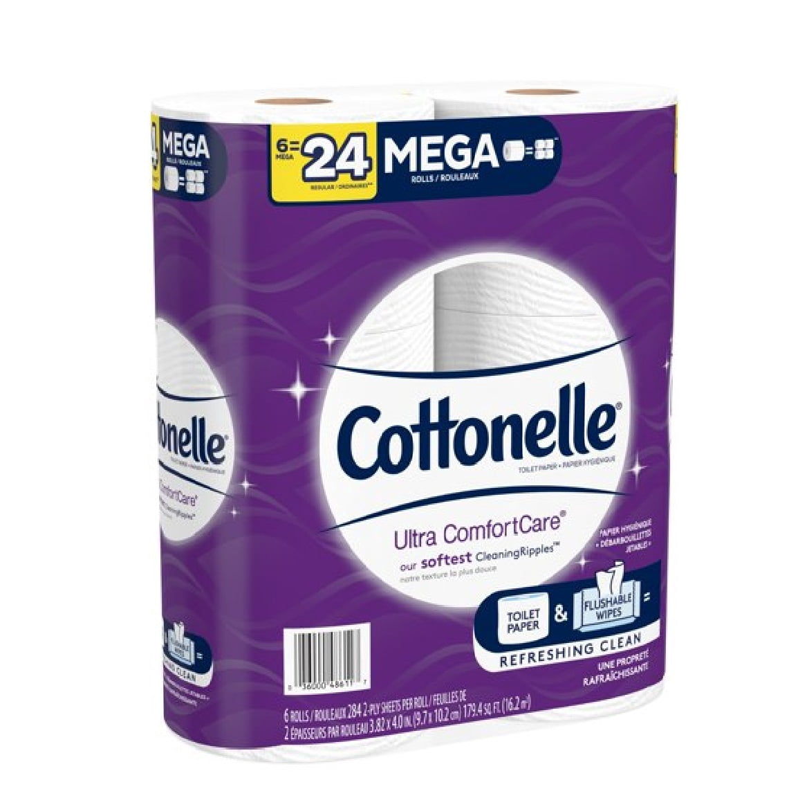 Cottonelle Ultra ComfortCare Toilet Paper, 6 Mega Rolls, 284 Sheets per Roll (1,704 Total)