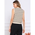 thumbnail image 3 of DARING DIVA Women's V Neck Button Front Cropped Knitted Striped Sweater Vests XL Beige, 3 of 6