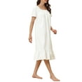 thumbnail image 4 of INSPIRE CHIC Women's Victorian Nightgown Princess Lace Ruffle Short Sleeve Cotton Sleepwear Loungewear L White, 4 of 6