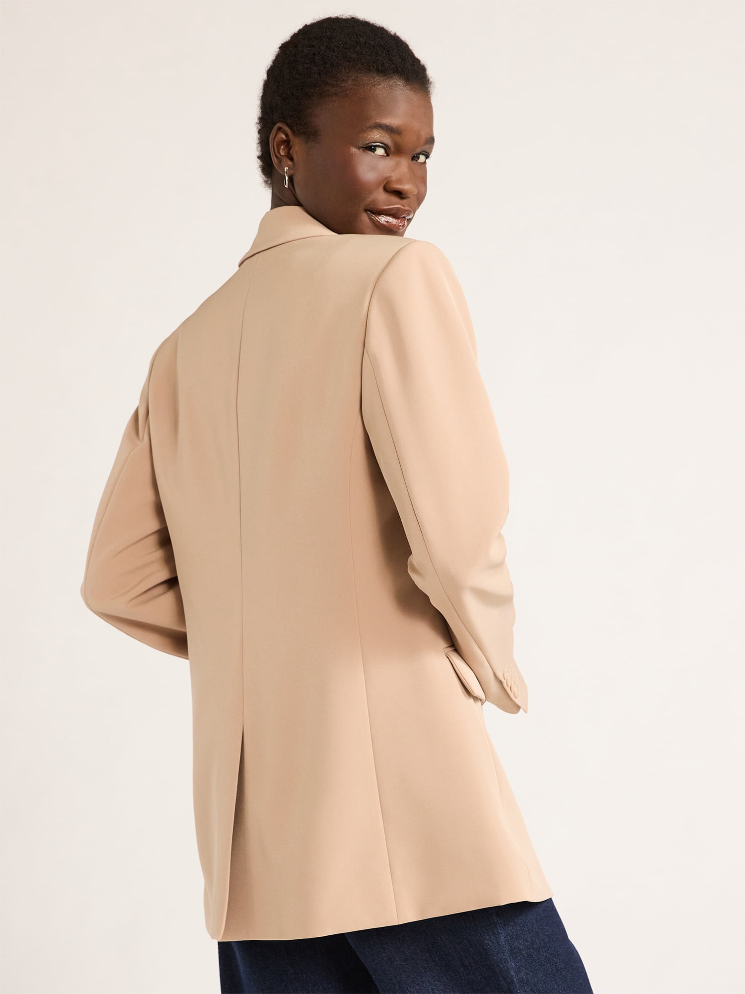 Scoop Women's & Women's Plus Crepe One Button Suit Blazer, Sizes XS-4X