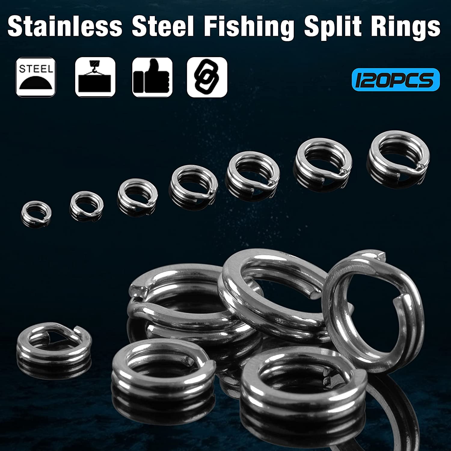 Jigeecarp 30pcs Stainless Steel Fishing Lures Oval Split Rings