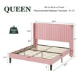 thumbnail image 3 of Amolife Queen Size Velvet Upholstered Bed with Wingback Headboard, Pink, 3 of 9