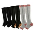 thumbnail image 1 of Aosijia 5 Pairs Unisex Compression Socks Toe Open Leg Support Stocking Knee High Socks with Zipper for Mens Womens M, 1 of 10