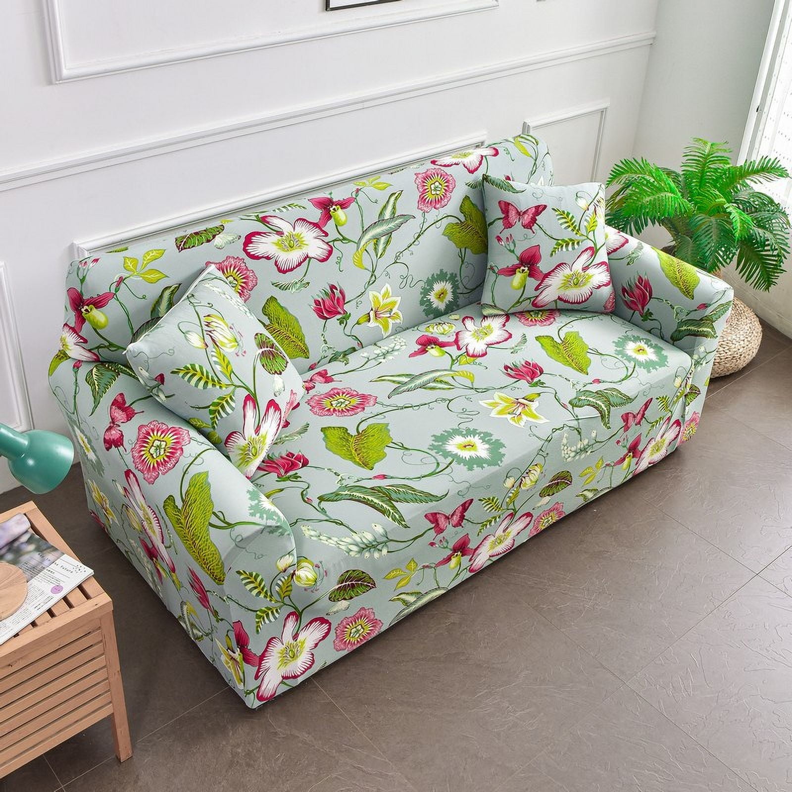 Yumcute Washable Sofa Cover Fit Stretch Slipcover Elastic Fabric Printed Pattern Chair Loveseat Couch Settee Non Slip Sofa Covers Furniture Cover Protector