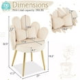 thumbnail image 5 of Ktaxon Vanity Makeup Chair Comfy Accent Chair Small Office Chair with Flower Back and Lumbar Pillow for Living Dining Room Bedroom Home Office Velvet Beige, 5 of 10