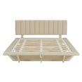 thumbnail image 5 of Harper & Bright Designs Queen Size Lift Up Floating Bed Frame with LED Light and USB Port, Velvet Upholstered Queen Hydrualic Platform Bed with Headboard, Beige, 5 of 14