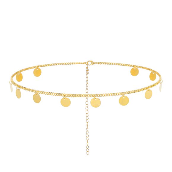 Campsis Chaîne de Tête à Sequins Dorée, Accessoire de Tête de Mariage Bohème pour Femmes et Filles