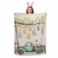 thumbnail image 2 of Throw Blanket Fleece Throw Blanket 50x60in, Green Truck Watercolor Easter Egg Flower Soft Lightweight Bed Blankets Linen Background Fuzzy Couch Blankets for All Season, 2 of 9