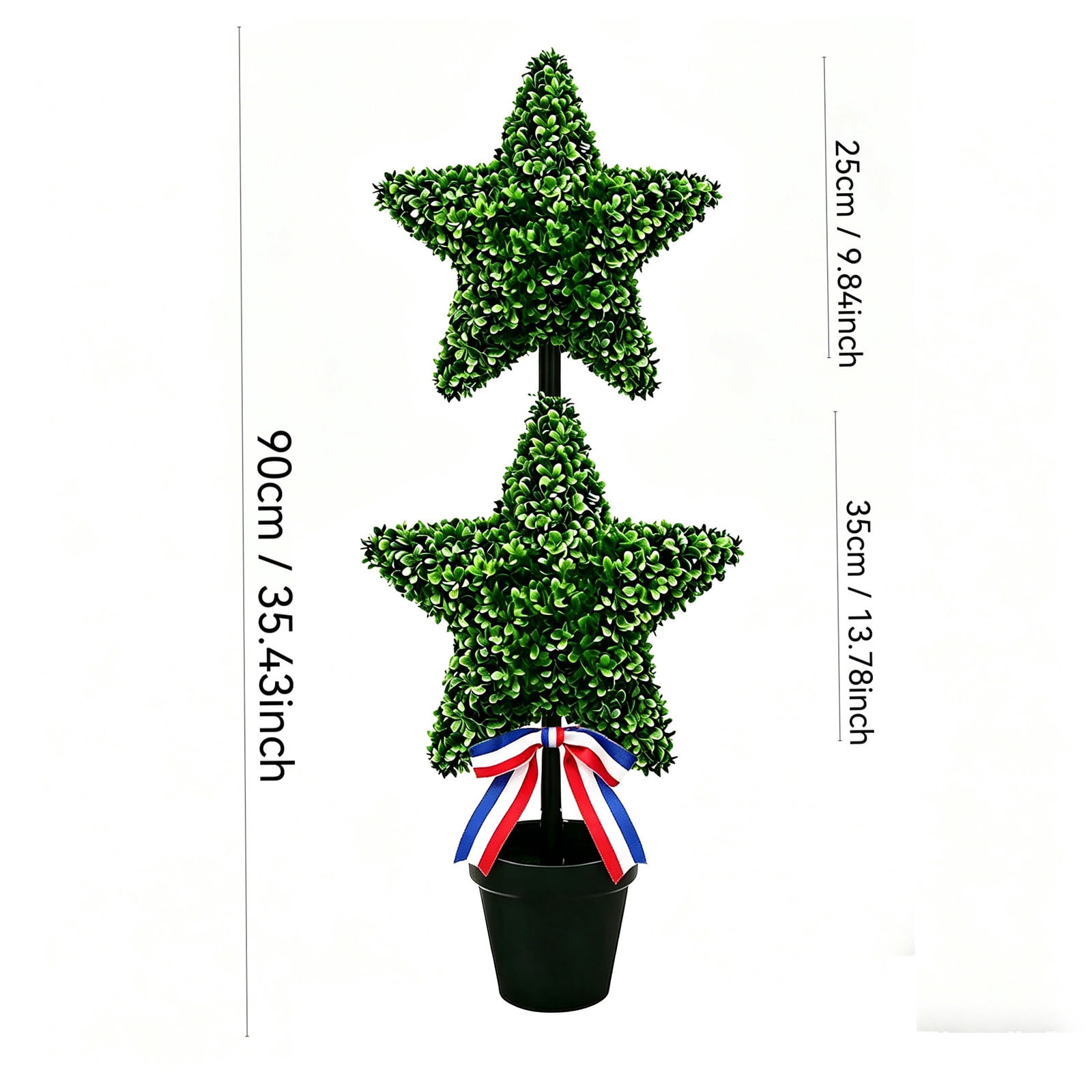 NANIL Patriotic Star Artificial Topiary Tree 35.5", Independence Day 4th of July Potted Plant with Red White Blue Bow, 250th Anniversary Merchandise Fake Greenery for Front Porch Outdoor Decor