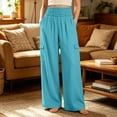 thumbnail image 2 of Horkkom Cargo Pants Women Solid Color High Waisted Wide Leg Pants Lightweight Casual Workout Hiking Pants with Pockets XL, 2 of 7
