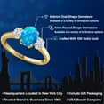 thumbnail image 2 of Gem Stone King 10K Yellow Gold Simulated Blue Opal and White Moissanite Engagement Ring for Women | 1.52 Cttw | Oval Cabochon 8X6MM | Gemstone October Birthstone | Size 6, 2 of 7