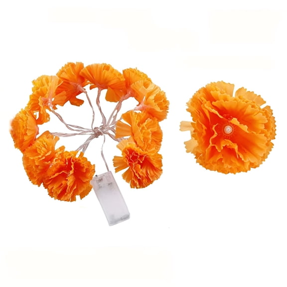 ACDANC Solar-Powered Marigold Garland with 10 LEDs – Waterproof Outdoor Decor for Dia de los Muertos,Day of the Dead,Diwali,and Cemetery Altar Displays