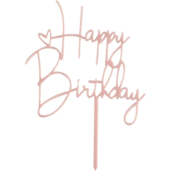 Happy Birthday Cake Topper Cake Decorated Black Cake Birthday Supplies (Pink 1)
