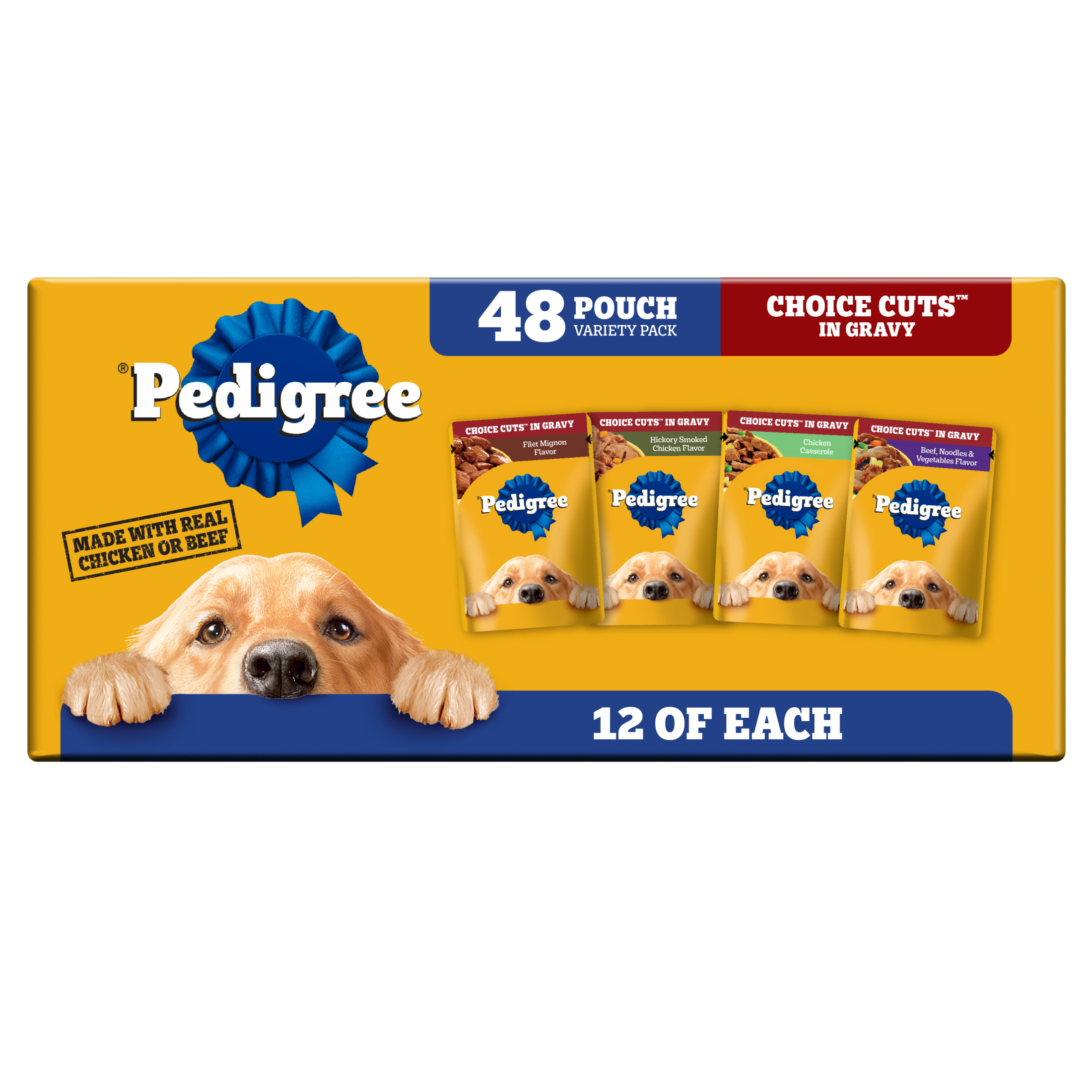 Pedigree Choice Cuts In Gravy Dog Food Variety Pack, 3.5 Oz Pouches, 48-Count