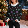 thumbnail image 6 of Christmas Sweaters for Women 2025 Faux Fur Trim Crew Neck Tops Graphic Xmas Long Sleeve Holiday Pullover, 6 of 6