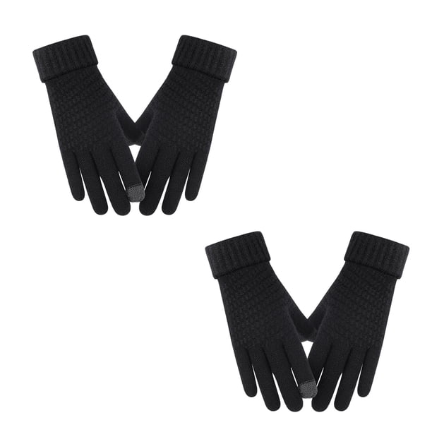 Guantes de invierno para pantalla táctil, 2 uds., guantes tejidos, puños elásticos, guantes cálidos de invierno