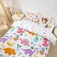 thumbnail image 3 of Homewish Cute Dinosaur Duvet Cover Queen,Kawaii Animal Queen Bedding,White,Colorful Stars Reversible,3 Pieces,1 Duvet Cover and 2 Pillowcases, 3 of 6