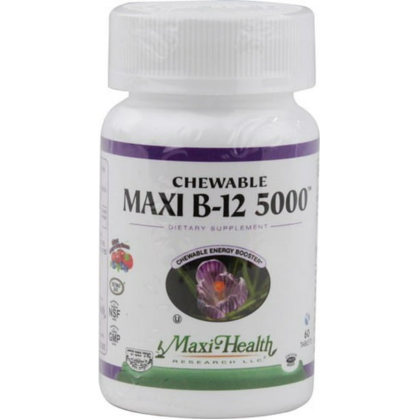 Maxi Health Kosher Vitamins Maxi B12 5000 Chewable Tablets, 60 Ct