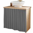 thumbnail image 2 of Dark Grey Line Striped Cabinet Curtains 35"W x 35"L, Farmhouse Gray Stripes Sink Skirt for Bathroom Vanity Kitchen Self Adhesive, Dust-Proof Privacy Curtain for Shelves Closet Laundry Room Pantry, 2 of 9
