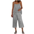 thumbnail image 6 of Cagogo Women V Neck Sleeveless Tank Top Wide Leg Pants Two Piece Set Casual Summer Outfits Loose Fit Tops Comfy Pants Matching Lounge Sets Tracksuits Travel Airport Clothes, Gray S, 6 of 8