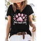 thumbnail image 3 of Cute Pawprint Women's T-Shirt, Short Sleeve Tee Shirts Casual Tops Watercolor Crewneck T Shirt for Women, 3 of 8