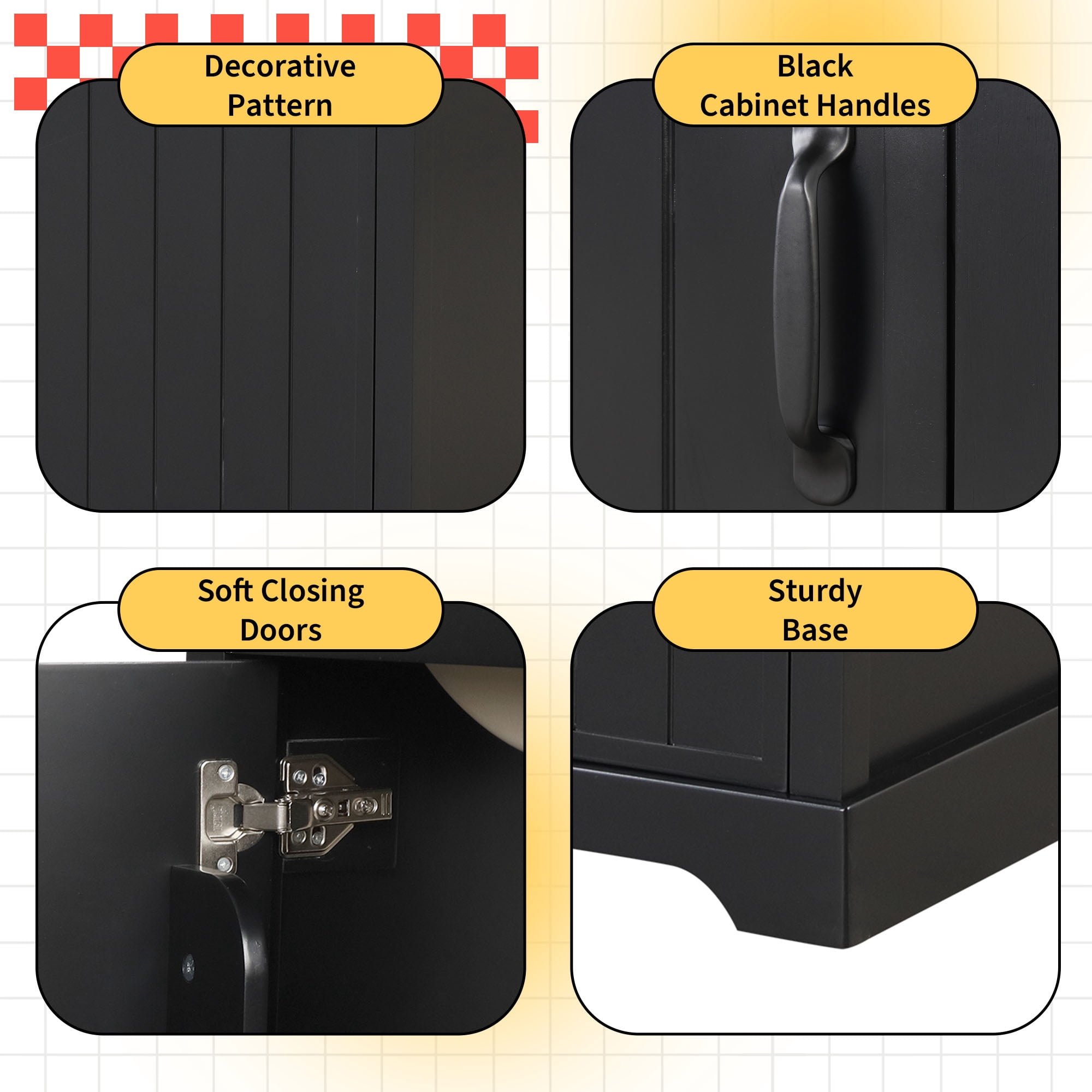 Euroco 20" Bathroom Vanity with Sink, Bathroom Cabinet with Soft Closing Door, Storage Rack and Adjustable Shelve, Black(Old SKU:N725P194160B)