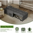 thumbnail image 5 of 4-in-1 Convertible Sleeper Chair Bed with Adjustable Backrest Pillows Futon Sofa Bed with Side Pocket Sleeper Sofa Chair Pull Out Couches for Living Room Small Space, Charcoal, 5 of 7