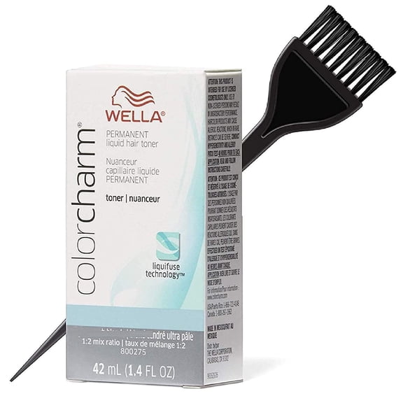 Wella COLOR CHARM Permanent LIQUID HAIR TONER (w/Sleek Tint Brush) Haircolor Liquifuse, 1:2 Mix Ratio Hair Color (T28 Natual Blonde T-28)
