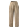 thumbnail image 4 of Women's Solid Color Pocket Cropped Linen Pants Casual Ankle Length Asymmetrical Trousers Stretchy Pants for Women Casual Womens Work Pants Business Casual Pant for Women Casual Summer Pant Beach, 4 of 4