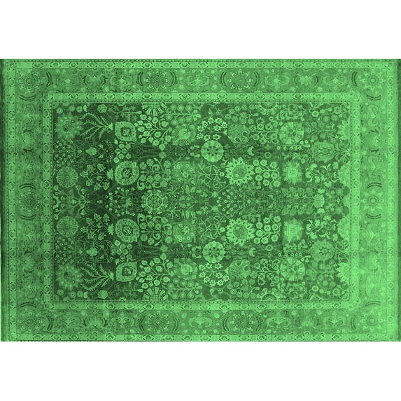 Ahgly Company Indoor Rectangle Oriental Emerald Green Traditional Area Rugs, 2' x 3'