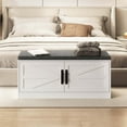 thumbnail image 4 of Costway Shoe Bench Farmhouse Shoe Rack Organizer with Cushion 2 Doors 2 Adjustable Shelves, 4 of 10