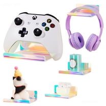 NiHome Iridescent Acrylic Floating Shelves with Edge 5-Pack, Small 4.3”x3.5 Rainbow Ledge Phone Holder - Wall Mountable and Multi-Functional for Home Décor, Bathroom, Kitchen, Bedroom, Office Use